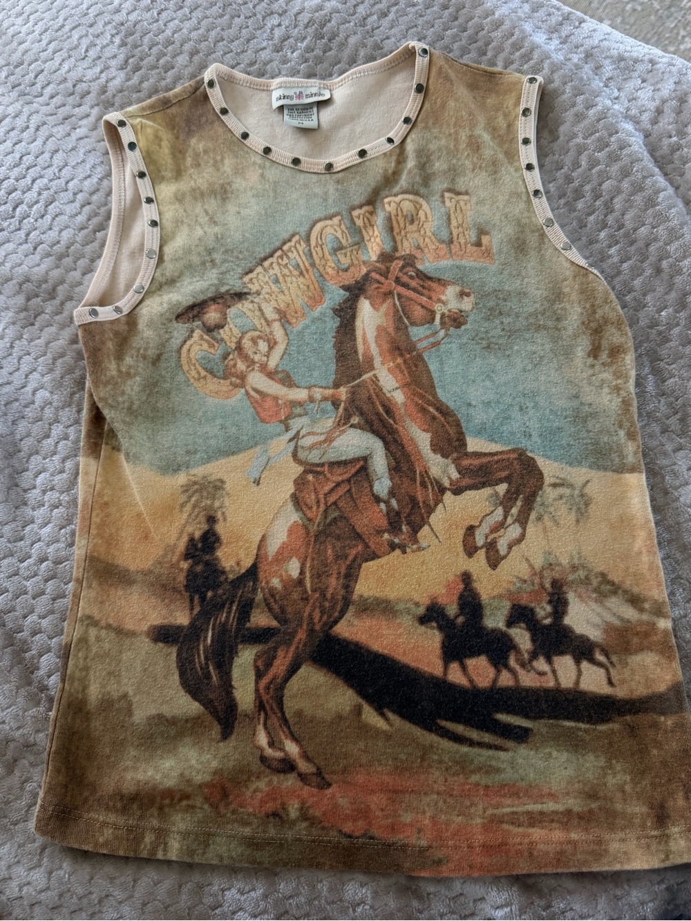 Reformation Tan Multi Cowgirl Graphic Tank